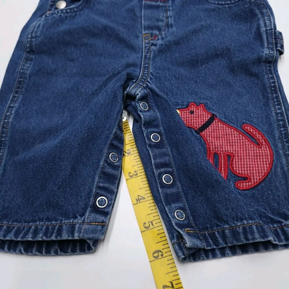 Vintage Gap Overalls 6-12 Months Ruff Wear Dog Patches Blue Denim
